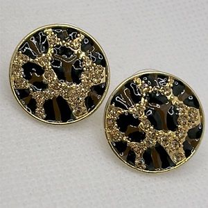 Guess Earrings- rhinestones, gold tone, and black